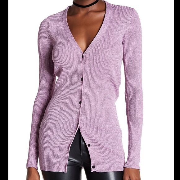 Opening Ceremony Purple Disco Rib Cardigan NWT Size M/L - Picture 1 of 7